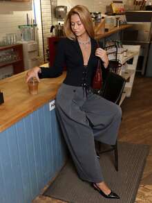 MainGRL Black Fitted Women's Thin Blazer Jacket, Tie Waist Design Casual Suit Thin Outerwear - Black - View 3