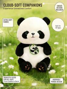 POKOJA LAND 11.02英寸可爱熊猫毛绒玩具 - 柔软聚酯纤维填充动物，黑白熊猫设计，眼睛和表情生动，是万圣节、复活节和其他节日及生日礼物的完美之选。 - 彩色 - 查看 3