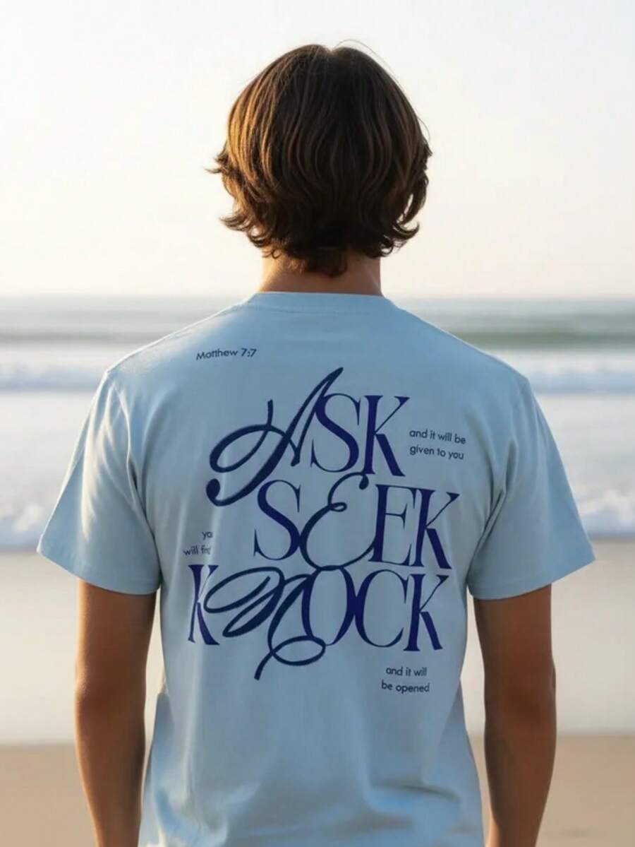 Playera Hombre con Diseño Estampado en Espalda - Azul cielo - Ver 1