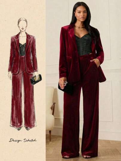 Lilora Quần ống rộng màu đỏ tía thanh lịch dành cho nữ, phù hợp để đi làm, mang phong cách quý tộc cổ điển, kiểu dáng thập niên 2000, phong cách Trung Hoa, thích hợp cho ngày Valentine.