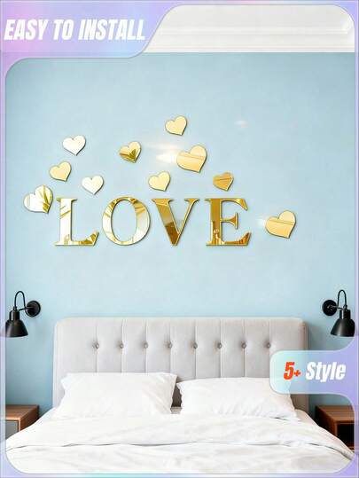Hình dán tường 3D bằng acrylic có khẩu hiệu để trang trí tường - Hoàn hảo cho Ngày Valentine, đám cưới, quà tặng sinh nhật, trang trí hành lang và lối vào.