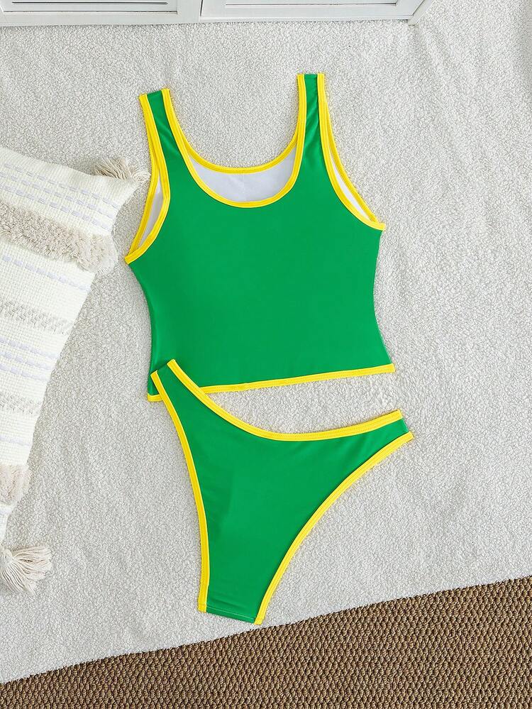 Swim SPRTY Damen Party Outdoor Sommer Strand Lässig Urlaub Brasilien Element Floral Placement Muster U-Ausschnitt Design Passende High Cut Sexy Bikini Unterteil Badeanzug Set, geeignet für Strandurlaub Sportart Stil, Slim Fit für Strandausgang, geeignet für Frühjahrsferien, Herbst Schulanfang Saison, Urlaub, Frühjahrs, Strand Atmosphäre Urlaub, Frühjahrsferien Kostüm, Party Bademode, Valentinstag, Neujahr, Schulanfang Karneval, Muttertag, Internationaler Frauentag, Familienausflug - Verschiedenfarbig - Übersicht 2