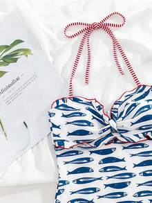 Swim Mod Đồ bơi nữ thời trang và dễ thương, váy liền thân cổ yếm xếp ly họa tiết kẻ caro chất liệu đặc biệt, thích hợp cho nghỉ dưỡng, tiệc tùng, du thuyền, mùa xuân/hè. - Nhiều màu - Xem 4