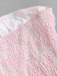 Sweetra 春夏新款设计感十足的高街优雅复古性感修身提花面料度假百搭舒适休闲粉色连衣裙 - 粉色 - 查看 5