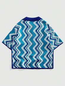 ROMWE MEN Suéter polo de punto vintage y colorido para hombre, moda callejera - Multicolor - Ver 2