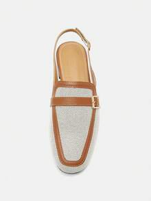 Giày bệt hở mũi thoáng khí mùa thu 2025 cho nữ, gót thấp, quai hậu, giày vải xuân/hè màu mơ - màu nâu - Xem 8