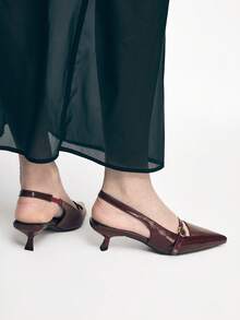 Mnmlis Damen Rückenfreie, bequeme Spitzschuh-Pumps mit 4,5cm Absatz, Berufsanzug passende Damenschuhe in Weinrot - Bordeaux - Übersicht 11