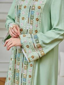 Al Najma 优雅亮片腰带系带派对连衣裙（女士款） - 綠色 - 查看 7