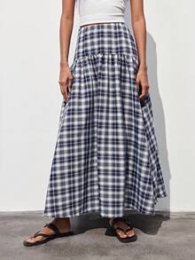 Maija 女士格子休闲通勤百搭A字裙，女士低腰格子裙，经典格子，夏季，春假，春季，情人节，沙滩裙，外出裙 - 彩色 - 查看 5