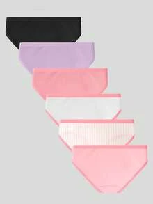 Valentine's Day Girl's 6pcs Cotton Cute Bow Print Panties Set - Multicolor - View 2