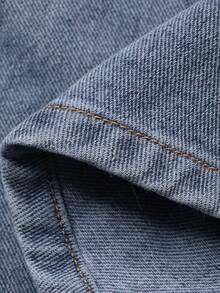 DAZY Quần short denim dáng chữ A cạp cao thời trang retro, giúp thon gọn và kéo dài chân, phù hợp cho mùa xuân/hè. - Rửa tối - Xem 7