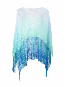 Swim Vcay Women's Gradient Mesh Sheer Beach Cover Up Swimsuit Dress, Spring/Summer/Autumn - Blue - View 1