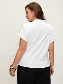 Comfylo 加大码褶皱修身T恤 嘉年华奢华白色情人节 - 白色 - 查看 5