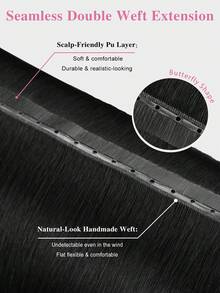 Double Invisible Glueless Remy Butterfly Weft Hair With Micro Beads Double PU Weft Hair Extensions Seamless Invisible Beaded Weft Extensions - S1 - View 8