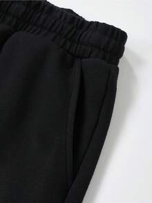 ROMWE MEN Men's Sparkling Rhinestone Studded Zebra Print Shorts - Black - View 5