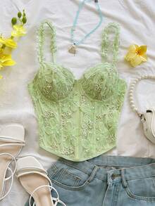 Soleia Women's Casual, Vacation, Beach, Wedding Guest, Graduation, Brunch, St. Patrick's Day, Spring Break, Easter, Music Festival, Elegant Bohemian, Tropical, Elegant, Valentine's Day, Wedding Season, Party Sleeveless Top, Spring/Summer - Green - View 3