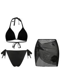 Swim Oasis Bộ đồ bơi cỡ lớn kèm váy, họa tiết động vật biển, kiểu dáng gợi cảm phong cách châu Âu cao cấp. - màu đen - Xem 2