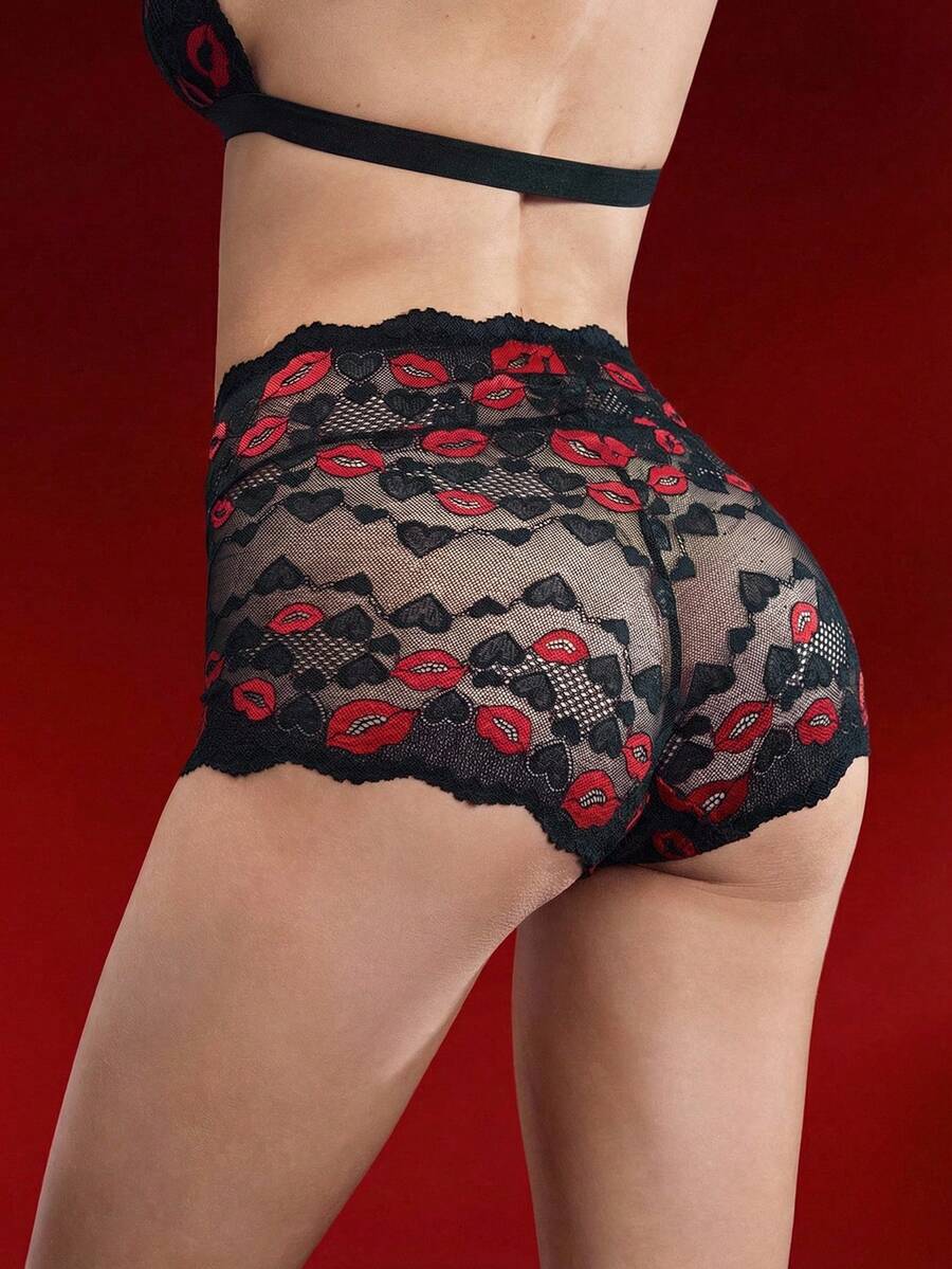 EmpressEnvy 女士性感透明蕾丝内裤 - 黑色 - 查看 1