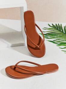 SHUZIA Women's Round Toe T Strap Thong Poolside Flip Flop Sandals - Maroon - View 6