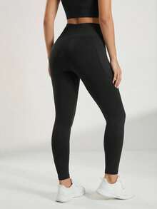 Anewsta 新款高弹力健身运动紧身裤，蜜桃提臀塑形跑步裤 - 黑色 - 查看 5