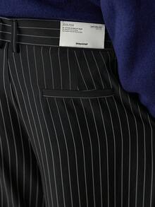 SWAVVY Men's Line Print Casual Shorts - Black and White - View 2