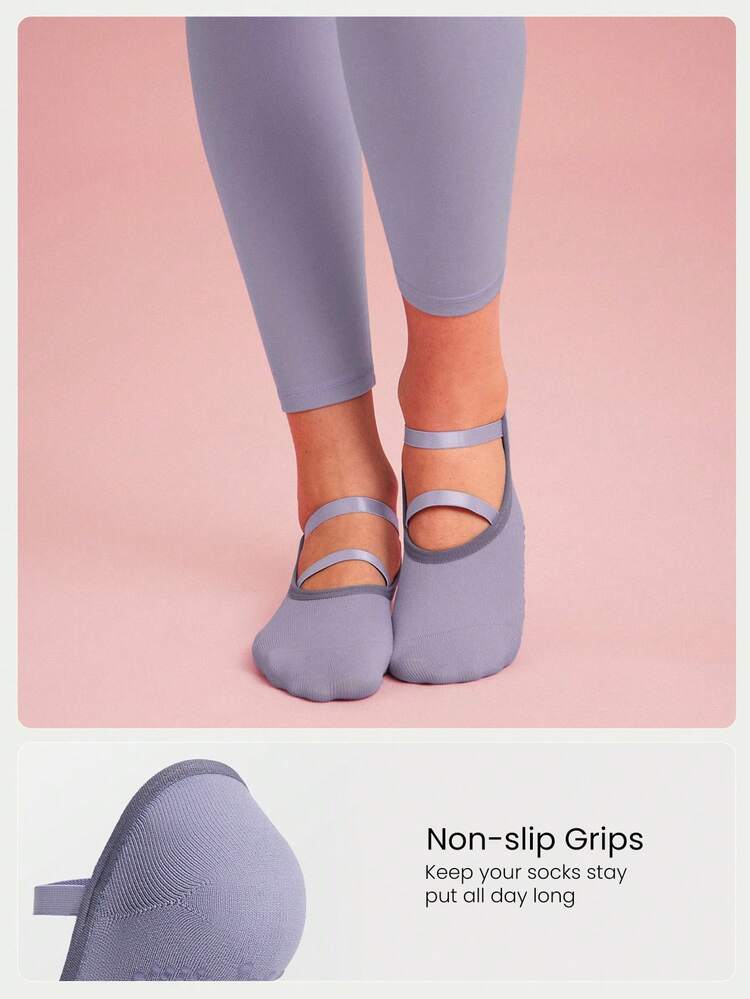 GLOWMODE 3 Pairs Yoga Pilates & Pilates Non-Slip Grip Socks With Seamless Toe Construction Yoga Pilates Daily