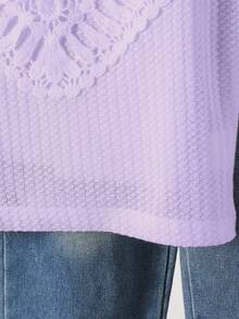 Sparklyn Girls' Vacation Beach Countryside Summer Crochet Lace Trim Fitted Cropped Camisole - Mauve Purple - View 5