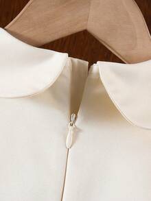 SHEIN Baby Girl Cute & Elegant Butterfly Organza Ruffle Floral Collar Dress - Apricot - View 8