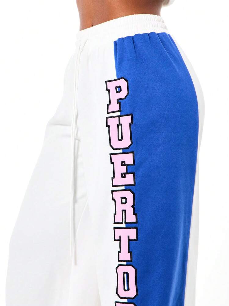 SUMWON WOMEN Puerto Rico Colorblock Straight Leg Sweatpants