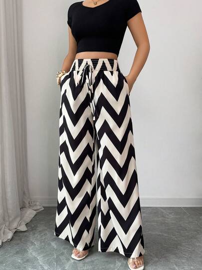 SHEIN Elenzya Women's Elegant Commuting, Casual, Daily Loose High Waist Super Wide Leg Pants, Khaki Color For Holiday & Everyday Wear, Summer