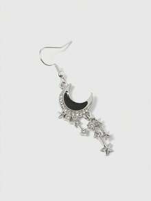 ROMWE Retro Gothic Crescent Moon & Star Design Earrings For Women - Silver - View 4