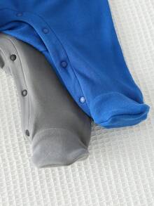 SUPERMAN X Cozy Pixies 新生儿男/女宝宝两件套图案针织柔软圆领长袖连体衣套装 - 彩色 - 查看 5