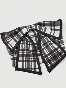 SHEIN MOD Petite 适合身高150-160厘米的娇小身材，完美贴合娇小身形，专为娇小女性设计，女士格子蝴蝶结装饰抹胸上衣，时尚夏季之选。娇小款黑白格子蝴蝶结胸衣上衣。无肩带，挺括有型，经典优雅，柔软舒适，修身百搭，魅力十足，适合情人节、春假等场合。 - 黑與白 - 查看 3