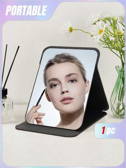Espejo de vanidad portátil ajustable | Espejo cosmético de escritorio/de mano para dormitorio, oficina y hogar | Decoración sencilla para el baño