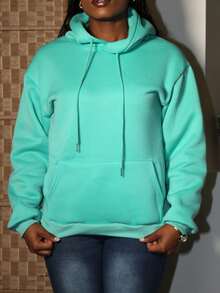 Steph T Women's Hooded Fleece Sweatshirt With Drawstring,Long Sleeve Tops Graduation,Back To School Outfits,Graduation,Teacher Outfits For Women,Back To School Pullover Fall Outfit - Mint Green - View 5