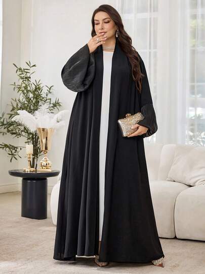 SHEIN Najma Plus Size Women's Fashionable & Elegant Slimming Arabic Abaya