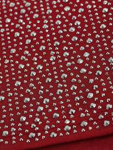 Hauture Allover Rhinestone High Waist Shorts - Red - View 3