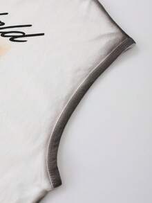 Men's Handmade Spray Painted Outline Figure Print Loose Fit Tank Top, Retro Street Style - White - View 4