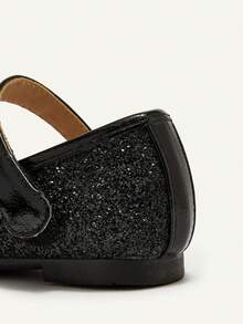 Cozy Pixies A Pair Of Spring And Summer Versatile Everyday Girls Glitter Mary Jane Flats Princess Pink Party Party Wedding Season Dress Dress With Black Kids Flats - Black - View 8