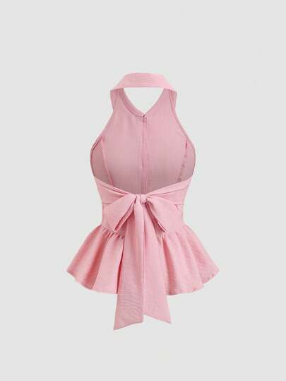 Sweetra Blusa elegante de mujer de estilo francés, dulce y femenino, con diseño de cuello rosa, nueva moda de primavera/verano con botones, cintura ceñida y acento de lazo, pura y elegante