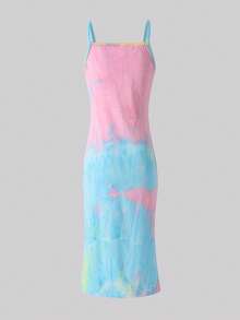 SHEIN Young Girl Tie-Dye Knit Camisole Dress - Multicolor - View 2