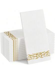 25/50/100 chiếc khăn ăn dùng một lần chất liệu giả vải lanh, khăn lau tay dùng một lần cho phòng tắm, tiệc tùng, đám cưới, bữa tối, màu vàng, 12" x 17" - Vàng - Xem 2