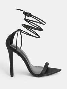 Glitzique 女士银色凉鞋，2025夏季新款时尚性感交谊夜店舞蹈表演系带凉鞋，舒适不疲劳 - 黑色 - 查看 8