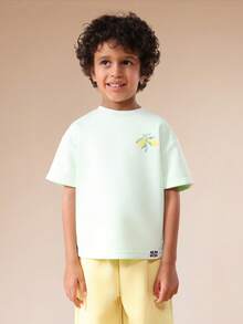 SUMWON 男童柠檬印花圆领短袖T恤配松紧腰束脚裤夏季休闲套装 - 黃色 - 查看 3