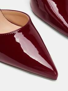 Glitzique Sepatu Hak Tinggi Wanita dengan Kancing dan Bahan Cermin, Model Baru 2026, Warna Merah Anggur, Elegan, Sepatu Pesta Musim Semi dan Musim Panas - Burgundy - View 8