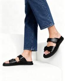 sandalia dama, sandalia con platafora - Negro - Ver 2
