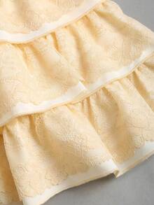 Sweetra 女士超短迷你裙，超低腰蕾丝抽绳设计，时尚创意，春夏新品 - 杏色 - 查看 5