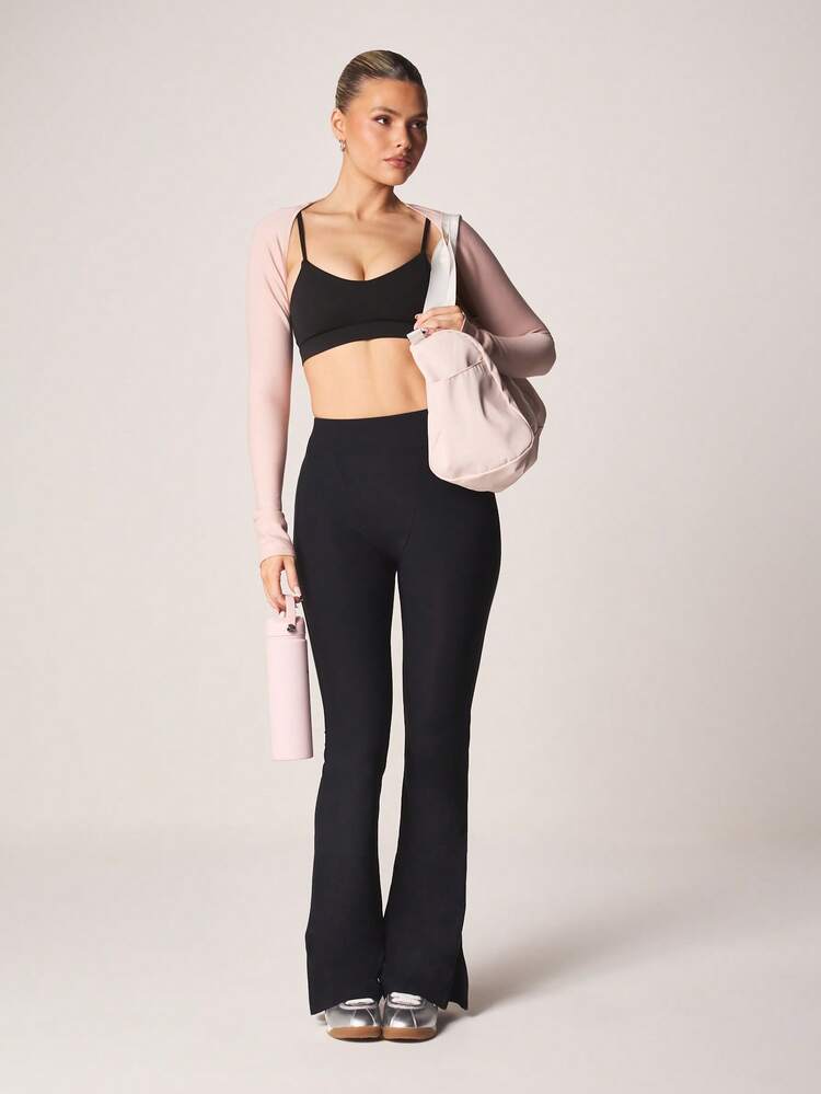 MISSGUIDED Pantalones acampanados de talle alto con detalle de dobladillo dividido, pantalones casuales de pierna ancha para comodidad y estilo diario