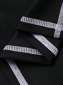 DAZY 男士泳装，撞色拼接，饰以装饰线条，夏季度假 - 黑色 - 查看 3