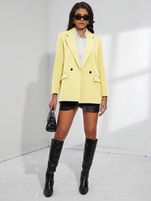 Aveloria Modichic Blazer clásico de doble botonadura con cuello de solapa - Amarillo - Ver 4